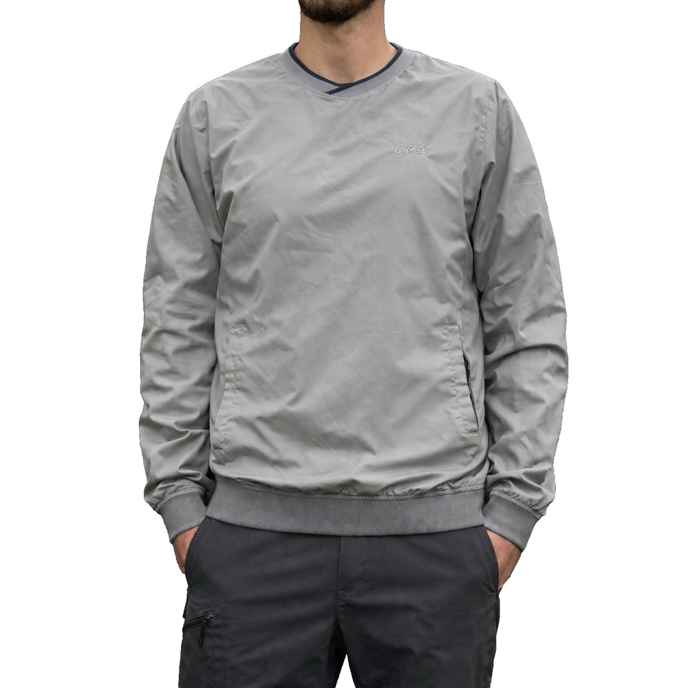 Cabela's Men's Gray Pullover Windbreaker Jacket Lightweight Crew Neck Size M
